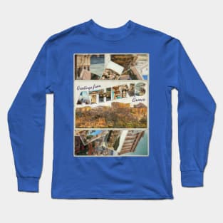 Greetings from Athens in Greece vintage style retro souvenir Long Sleeve T-Shirt